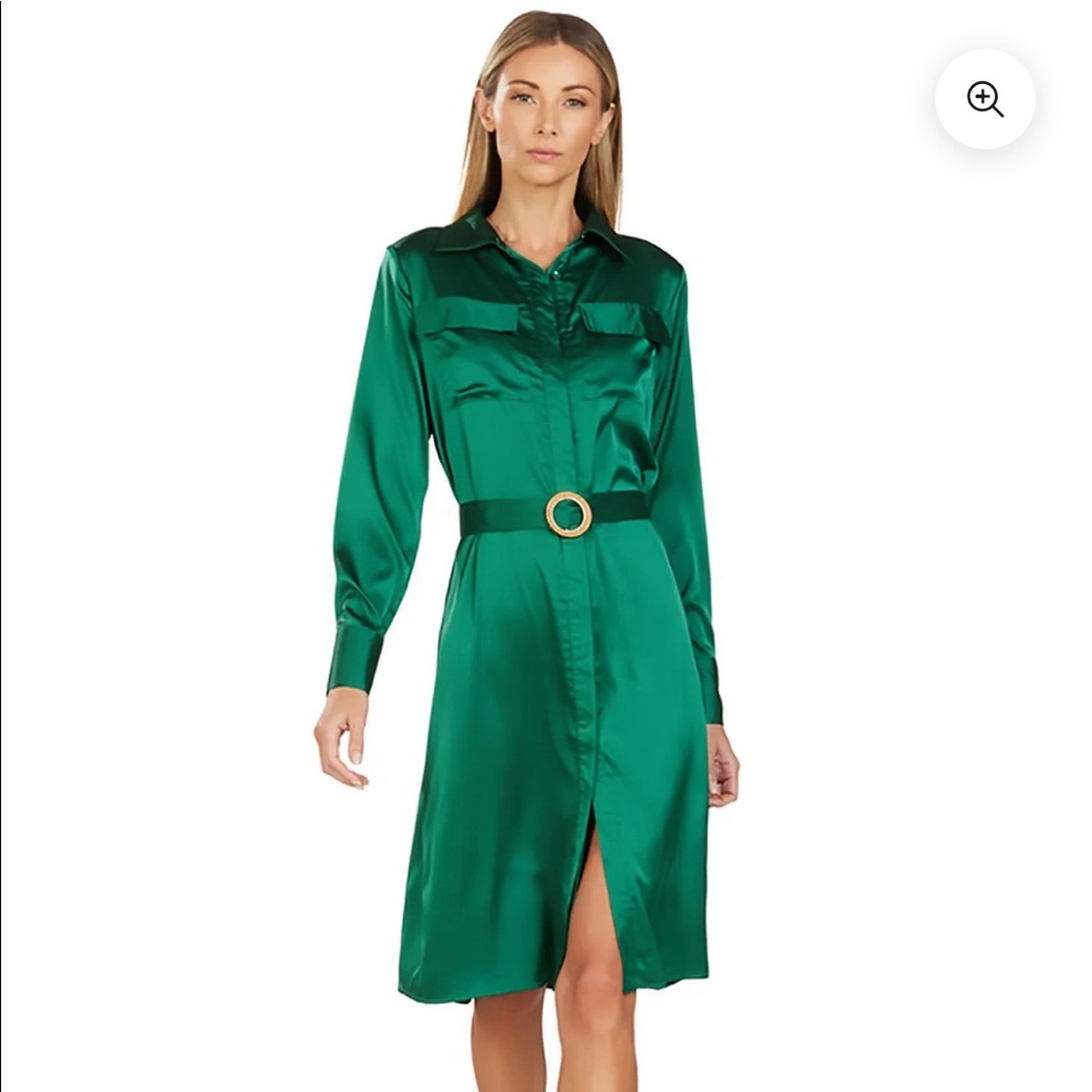 Trish Scully Emerald Green Shirt Dress / Size 8